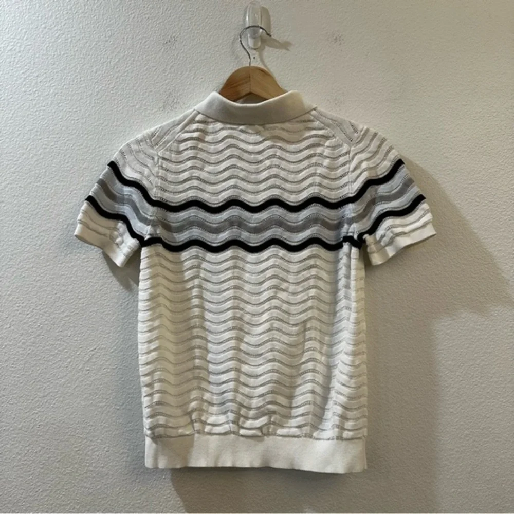Reiss Cole Junior Quarter Zip Textured‎ T-Shirt In Optic White Size 11 - 12Y